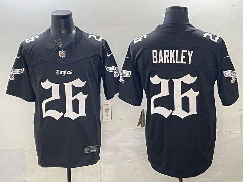 Men 2026 Philadelphia Eagles #26 Barkley Black 7th generation Nike Limited NFL Jersey style 01->barcelona jersey->Soccer Club Jersey